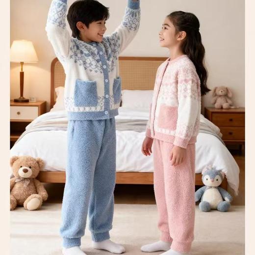 （包邮）HeyBetter暖织绒家居服提花儿童半边绒家居服套装（三种颜色） 商品图0