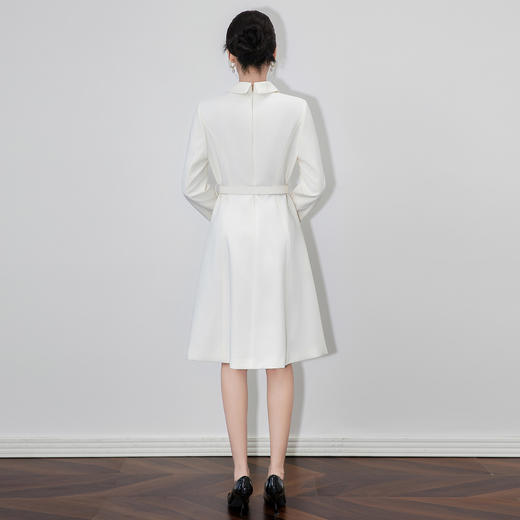 「高货wl」全新升级【铂金会员339/天猫459/差价120】(65825)洛诗琳法式简约小香风连衣裙2025秋季通勤翻领收腰A字裙女 商品图2