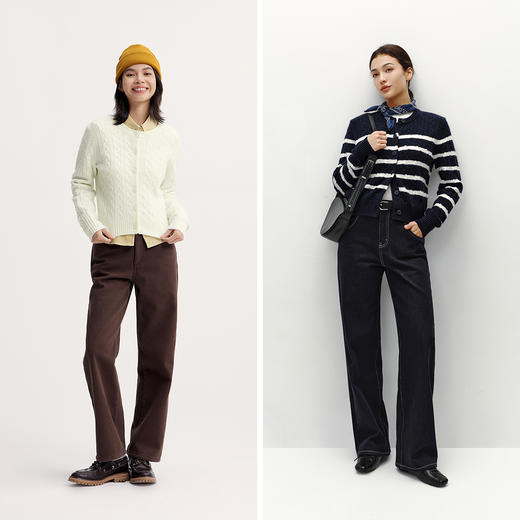 森柔|森马针织开衫女冬季短款绞花肌理圆领毛衫百搭叠穿打底上衣 商品图4