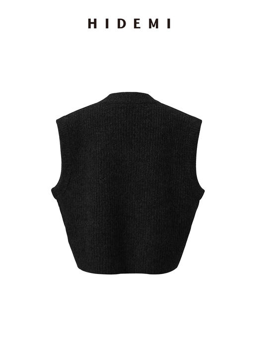HIDEMI 甄选羊驼毛系列进口羊驼毛加厚款V领大廓形极简宽松马甲背心 商品图8