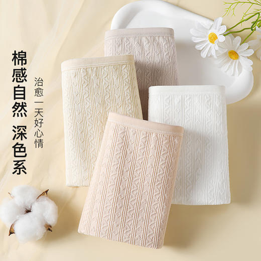 【10A抑菌 加长纯棉裆】4条装内裤女大码高腰收腹舒适不夹臀C09浮雕旋纹内裤 商品图6