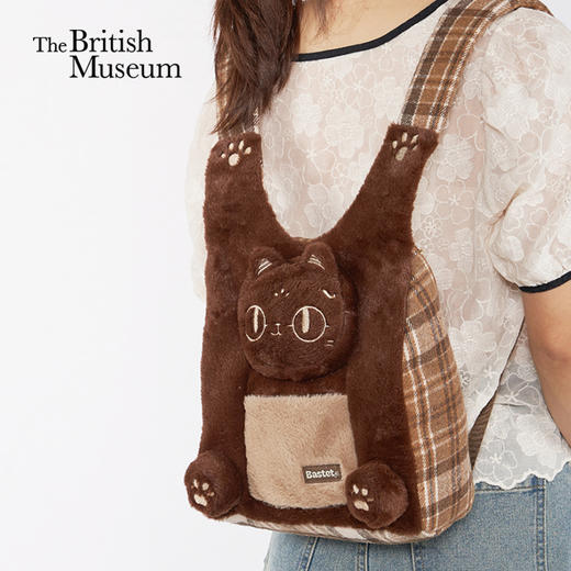 大英博物馆 巴斯特系列 萌猫背带 公仔娃包 毛绒双肩包 商品图0