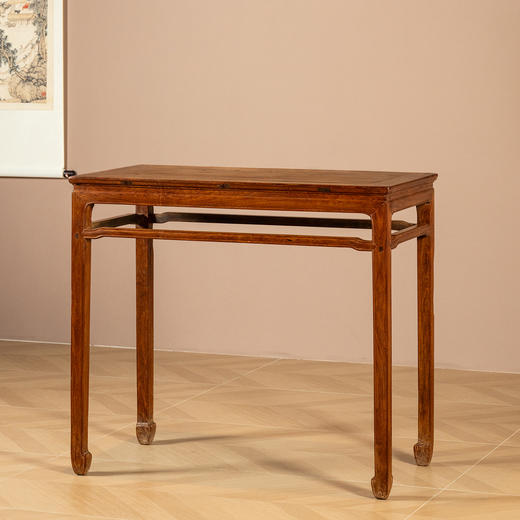 清早期	黄花梨束腰罗锅枨马蹄腿半桌 商品图0