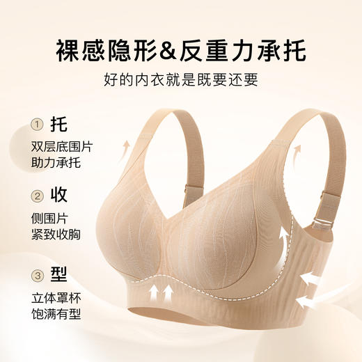 【反重力提拉】无痕粉底肤小胸聚拢内衣女上托侧收提拉收副乳文胸YC64挽醉梦颜 商品图4