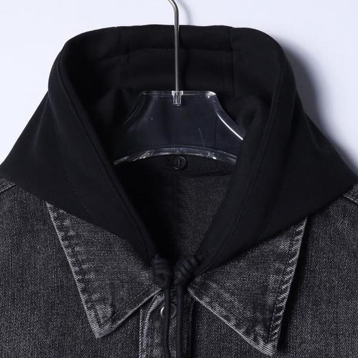 8086SDSA男士秋冬新款痞帅男装简欧风宽松拼接连帽牛仔衬衫百搭时尚 商品图1