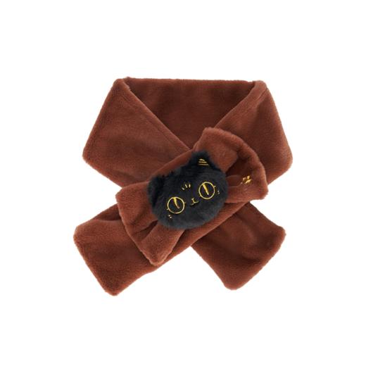 大英博物馆 巴斯特系列 萌猫蝴蝶结公仔毛绒围巾 米色 咖色 商品图6