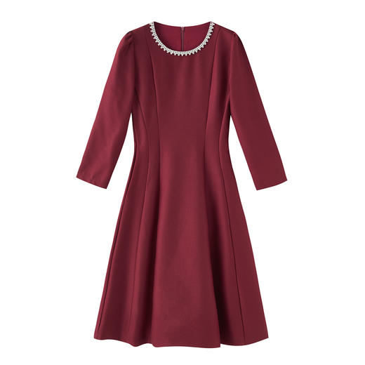 「高货wl」全新升级【铂金会员367/天猫499/差价132】(70425)洛诗琳轻奢重工钉钻连衣裙2025秋季法式气质收腰显瘦A字裙 商品图4