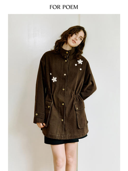 ForPoem 现货 25/FW原创设计复古咖色夹棉工装夹克宽松百搭休闲外套 商品图4