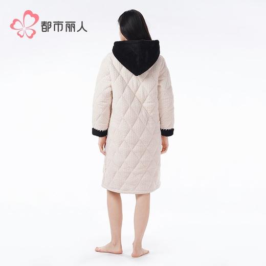 都市丽人睡衣烂花绒夹棉睡衣女士家居服加厚夹棉单件袍LHH7B9 商品图3