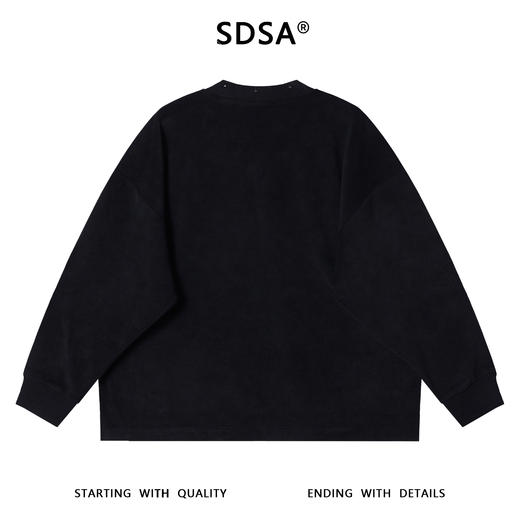 55225SDSA秋冬新款痞帅男装韩版纯色拼接纽扣装饰磨破圆领针织卫衣百搭 商品图5