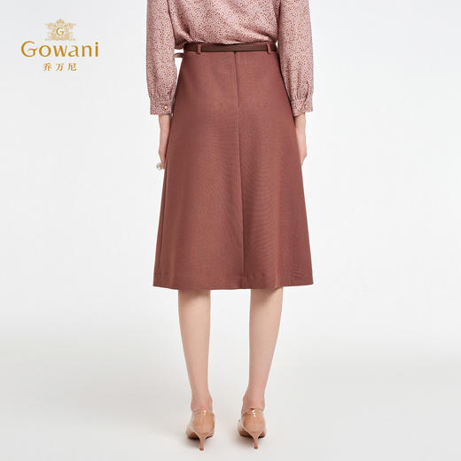 乔万尼2025新品复古烟熏红A字版型垂坠感显瘦半身裙ED3D239 商品图4