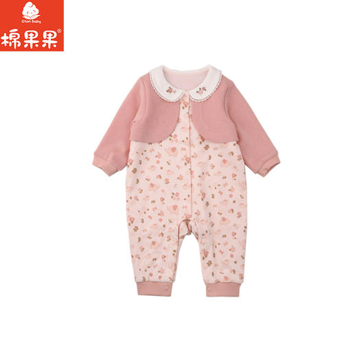 棉果果冬季新品女童可爱夹棉保暖加厚假两件爬衣夹棉连体衣M422722825745 商品图1