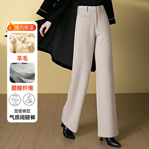 HSS 3073羊毛呢高腰阔腿裤加厚显瘦垂感直筒长裤 商品图1