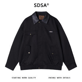 5560SDSA男士秋冬新款痞帅男装美式复古拼接皮翻领夹克外套时尚宽松