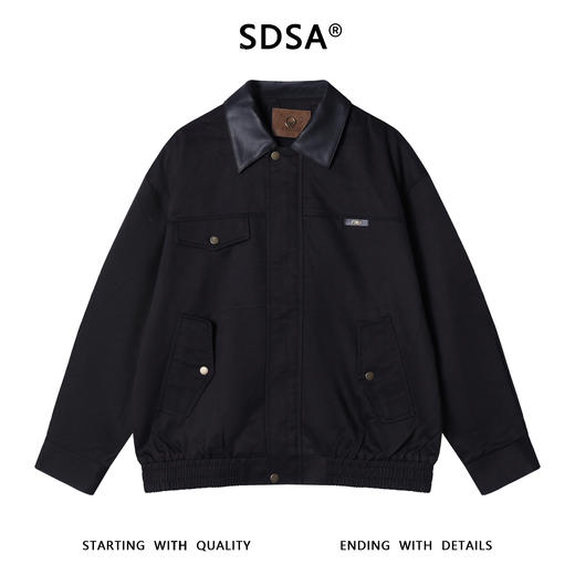 5560SDSA男士秋冬新款痞帅男装美式复古拼接皮翻领夹克外套时尚宽松 商品图0