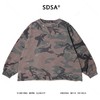 SDSA男士秋冬新款痞帅男装复古迷彩磨破圆领卫衣百搭宽松潮流上衣 商品缩略图0