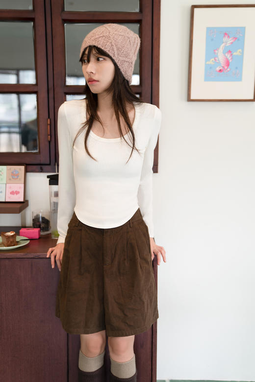 靴下物【纸片人】绵羊毛面料打底衫女长袖秋冬轻薄保暖显瘦上衣 商品图5