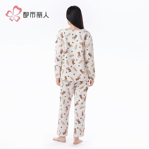 都市丽人睡衣雪粒绒睡衣女士家居服长袖长裤法兰绒套装LHH9C9 商品图3