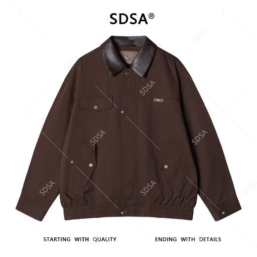 5560SDSA男士秋冬新款痞帅男装美式复古拼接皮翻领夹克外套时尚宽松 商品图1