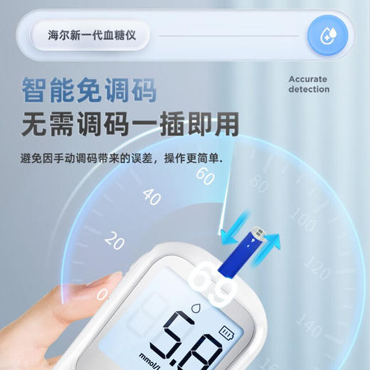 海尔血糖仪G425-1家用血糖试纸医用级高精准检测仪器三甲院线医院同款 商品图2