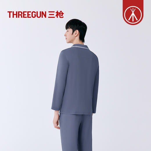 Threegun三枪 丝感棉翻领开襟男士家居套-T80086D02 商品图1