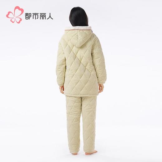 都市丽人烂花绒夹棉睡衣女士家居服长袖长裤加厚夹棉套装LHH1P2 商品图3