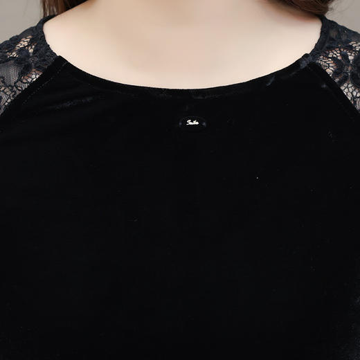 QYM SD58822-Y蕾丝拼接金丝绒打底衫小衫时尚上衣 商品图3