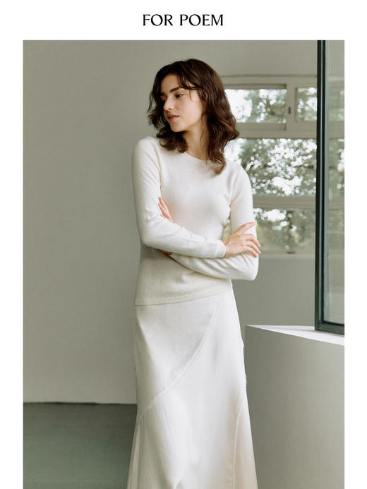 ForPoem 现货 25/FW原创设计简约圆领羊绒羊毛针织衫内搭打底衫上衣 商品图2
