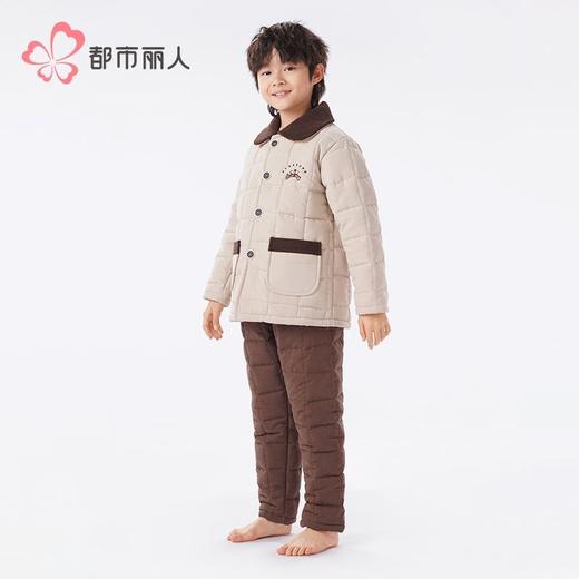 都市丽人睡衣男童女童蜜桃绒家居服长袖长裤童装中厚夹棉JHH9C5 商品图2