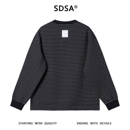 SDSA男士秋冬新款痞帅男装韩版拼接领口撞色条纹圆领卫衣百搭舒适 商品图5