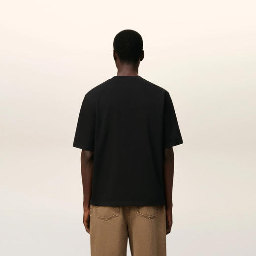 AMI 男女同款心形徽标贴片棉质圆领短袖T恤 黑色 UTS352 726 001 商品图2