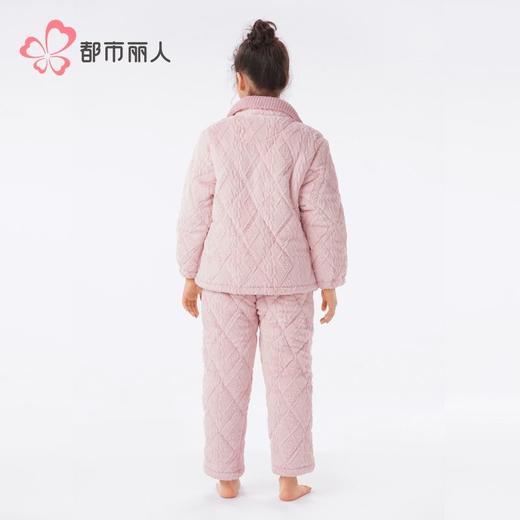 都市丽人睡衣男童女童法兰绒夹棉家居服长袖长裤童装中厚JHH1F5 商品图3