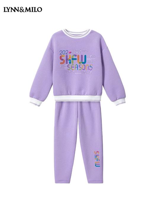 【春上新】8楼 LYNN&MILO琳麦罗紫色六明治字母印花卫衣套装 商品图5