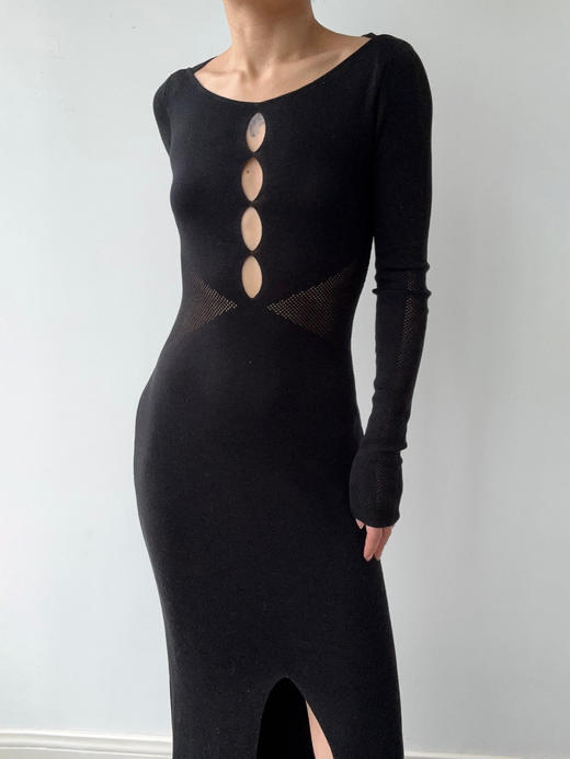 丝所｜S22T006 静海真丝针织前镂空小礼服［ 黑BC ] 商品图0