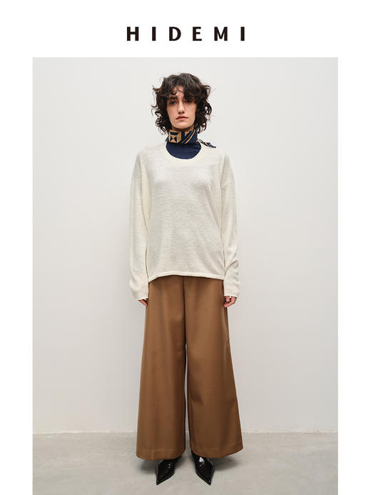 HIDEMI 简约挺括感阔腿长裤 黑色/卡其色 商品图1