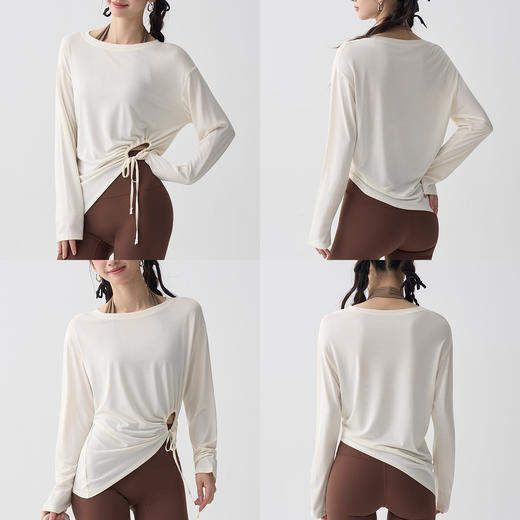 【限时秒】YOGACODE【火树银花系列】大码侧边镂空抽绳收腰显瘦运动罩衫DWI225570 商品图3