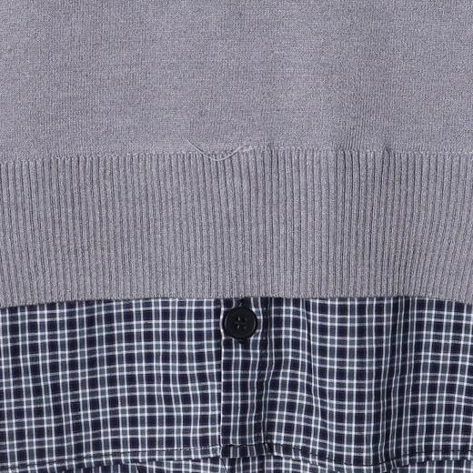 SDSA秋冬新款痞帅男装韩版拼接撞色假两件针织毛衣复古翻领上衣 商品图3