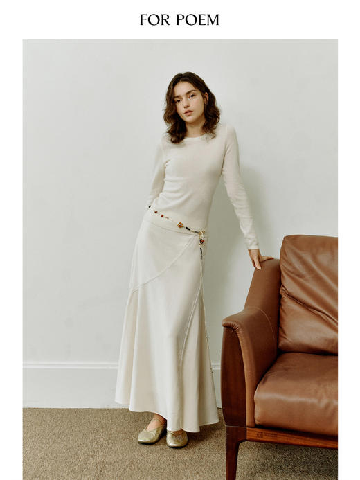 ForPoem 现货 25/FW原创设计秋冬新品破缝结构羊毛鱼尾裙中长款半身裙 商品图1