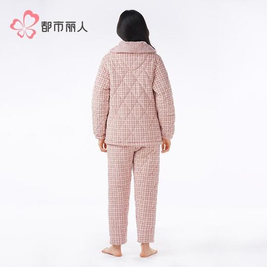 都市丽人水晶超柔印花夹棉女士家居服长袖长裤加厚夹棉套装LHH1M5 商品图3