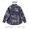 SDSA男士秋冬新款痞帅男装韩版休闲扎染格子纽扣翻领长袖衬衫百搭 商品缩略图4