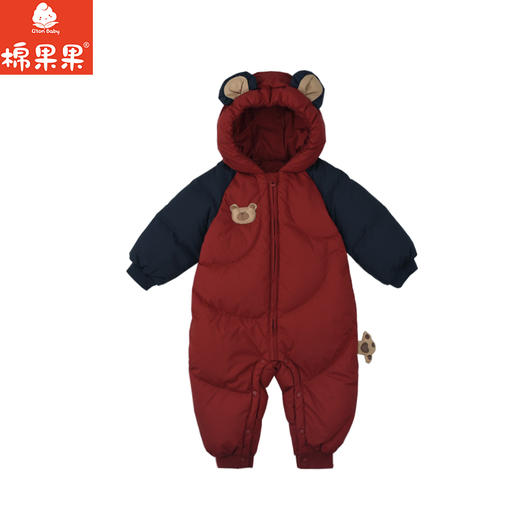棉果果冬季新品男童女童红色涤丝纺羽绒保暖加厚三防面料羽绒爬衣羽绒连体衣M512722925612 商品图1