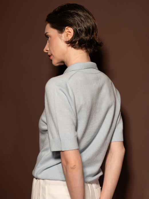 Puree｜#1975 Cashmere summer polo 羊绒polo领短袖上衣 [  白 / 灰 / 蓝  ] 商品图8