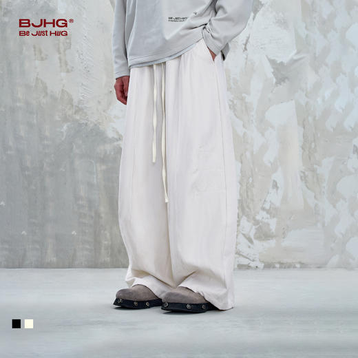 BJHG不计后果仿羊毛弯刀休闲裤子男款秋季2025新款直筒宽松运动裤 商品图0