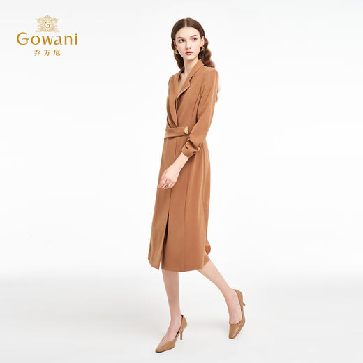乔万尼秋新品2025气质干练西服式异性金属扣收腰连衣裙ED3E226 商品图3