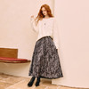 【梨型理想裙】三彩2025冬季新款印花丝绒半身裙高腰A字裙长裙M 商品缩略图2