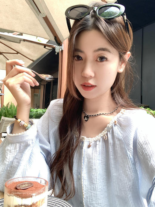 <曾小咸推>现货秒杀！韩系温柔风浅蓝色圆领宽松长袖衬衫 日常189.99 立减110 秒杀79.99！ 商品图11