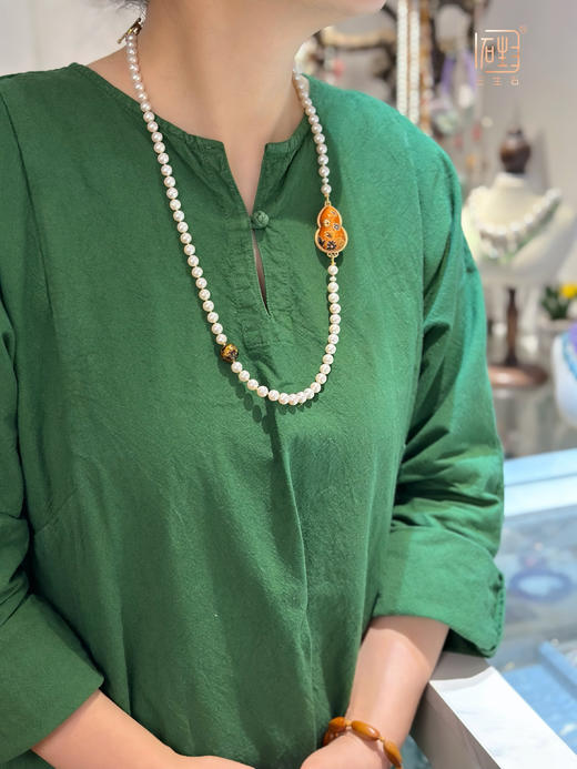 非遗宋锦葫芦大漆珠国风珍珠多用链 商品图8