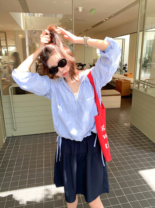 <曾小咸推荐>现货秒杀！微信超特价！连帽套头条纹长袖外套 日常219.99 立减120 秒杀99.99！ 商品图8