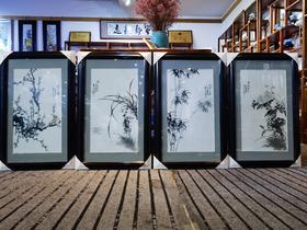 墨彩＜梅兰竹菊＞瓷板画