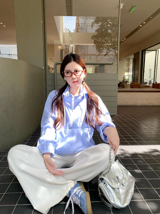 <曾小咸推荐>现货秒杀！微信超特价！连帽套头条纹长袖外套 日常219.99 立减120 秒杀99.99！ 商品图0